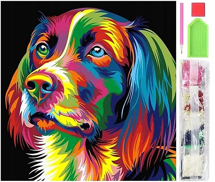 LA CUTE Malen nach Zahlen Hund Welpen - 5D Diamond Painting Set 30x30cm (5d günstig online kaufen