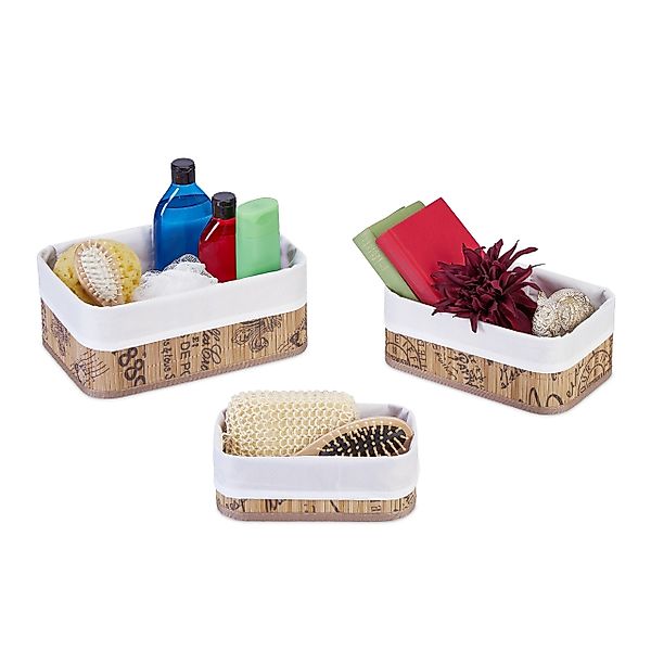relaxdays Aufbewahrungskorb 3er Set aus Bambus günstig online kaufen