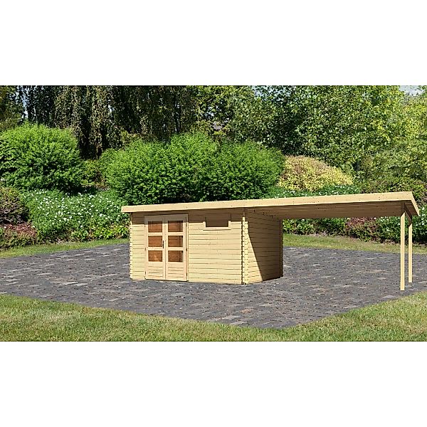 Karibu Holz-Gartenhaus Ängelholm Natur Pultdach Unbehandelt 370 cm x 280 cm günstig online kaufen