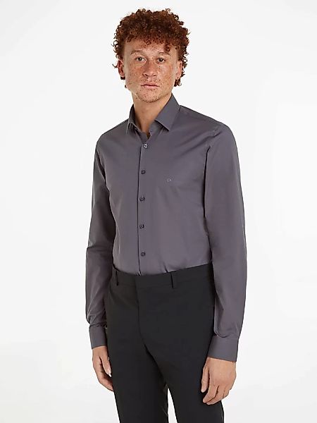 Calvin Klein Businesshemd "POPLIN STRETCH SLIM SHIRT", mit Kentkragen, Logo günstig online kaufen