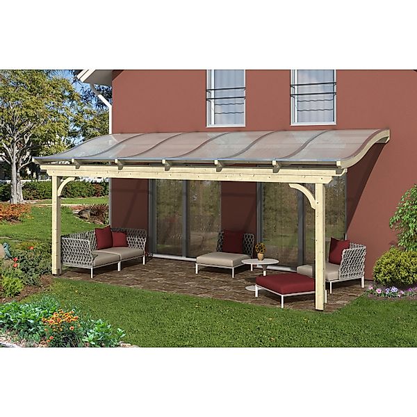 Skan Holz Terrassenüberdachung Verona B x T 648 cm x 389 cm Leimholz Natur günstig online kaufen