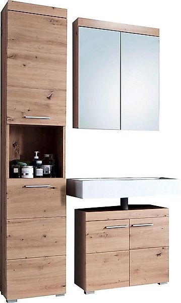 welltime Badmöbel-Set Avena, (Set, 3-St), Badmöbel - Hochschrank, Waschbeck günstig online kaufen