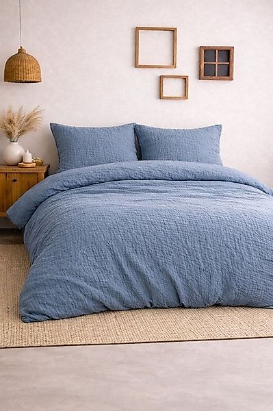 Sandiik Bettwäsche Musselin Bettwäsche in Blaugrau aus Biobaumwolle, Biobau günstig online kaufen