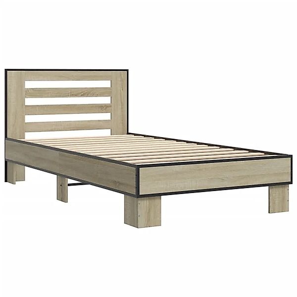 vidaXL Bettgestell Sonoma-Eiche 75x190 cm Holzwerkstoff und Metall 845658 günstig online kaufen