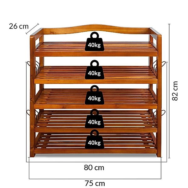 Casaria Schuhregal, Holz FSC®-Zertifiziert 5 Ebenen günstig online kaufen