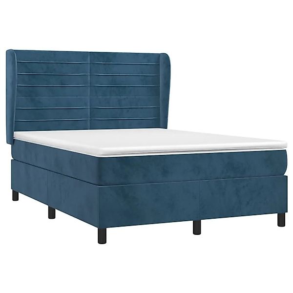 vidaXL Boxspringbett mit Matratze Dunkelblau 140x190 cm Samt 3129271 günstig online kaufen