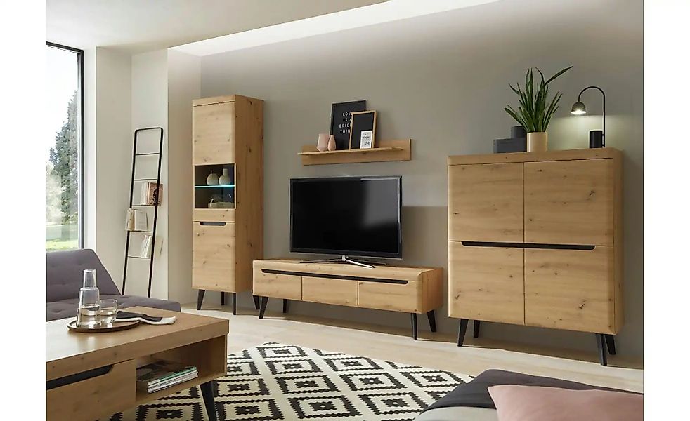 Wohnwand  Tineo ¦ holzfarben ¦ Maße (cm): B: 360 H: 197 Kommoden & Sideboar günstig online kaufen