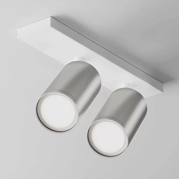 Deckenleuchte Focus in Silber-matt und Weiß GU10 2-flammig eckig günstig online kaufen