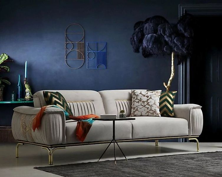 Casa Padrino Sofa Luxus Wohnzimmer Sofa mit verstellbarer Rückenlehne Grau günstig online kaufen
