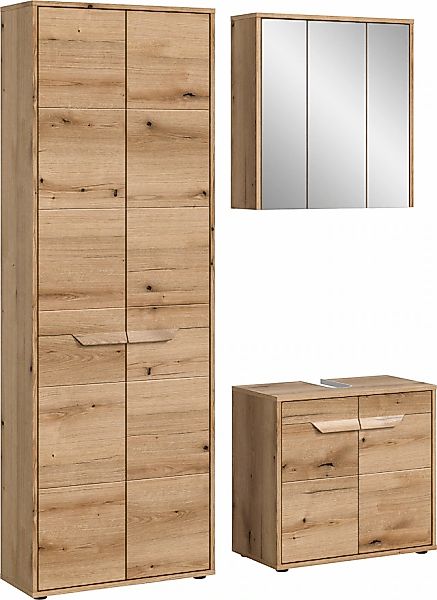 welltime Badmöbel-Set "Kayu, bestehend aus: Hochschrank, Waschbeckenuntersc günstig online kaufen
