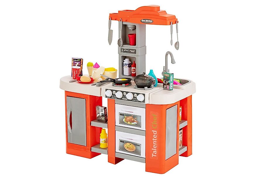 COSTWAY Spielküche Kunststoff, Kinderküche mit 38 Zubehör, für Kinder ab 2 günstig online kaufen