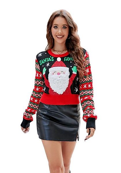 YRIIOMO Strickpullover Weicher und atmungsaktiver Pullover mit Santa Sticke günstig online kaufen
