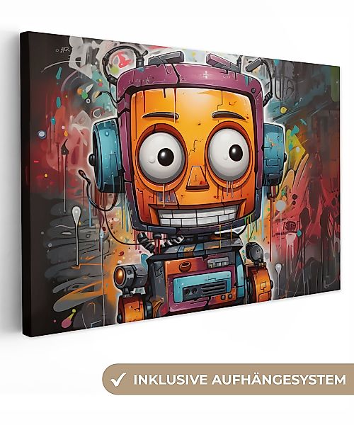 OneMillionCanvasses® Leinwandbild Roboter - Graffiti - günstig online kaufen