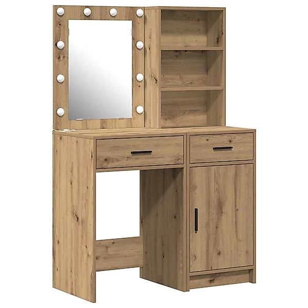 vidaXL Schminktisch Set mit Regal 2-Tlg Artisan-Eiche Holzwerkstoff 3334280 günstig online kaufen