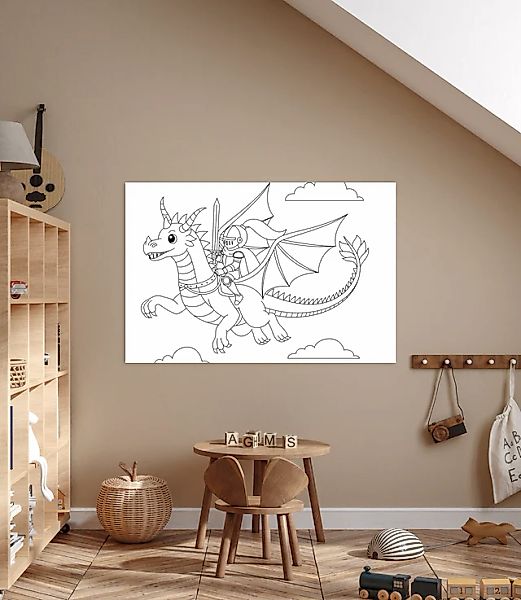 queence Bild »Fliegender Drache & Ritter« Drachen   Figuren   Mädchen   Mär günstig online kaufen