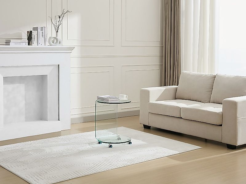 Beistelltisch mit Rollen - gebogenes Sicherheitsglas - Transparent - TILPY günstig online kaufen