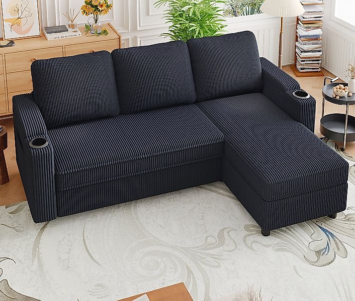 GUNJI Ecksofa L-förmiges Sofa mit Gästebettfunktion und multifunktionalem S günstig online kaufen