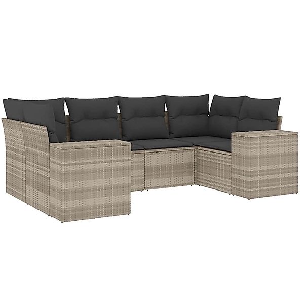 vidaXL 6-Tlg Garten-Sofagarnitur mit Kissen Hellgrau Poly Rattan 3222981 günstig online kaufen