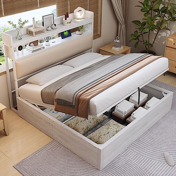 Ulife Polsterbett Hydraulisches Stauraumbett mit USB, günstig online kaufen