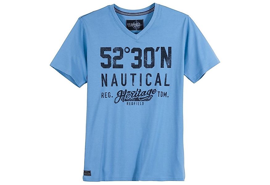 redfield Print-Shirt Redfield V-Neck T-Shirt Übergröße himmelblau 52°30'N günstig online kaufen