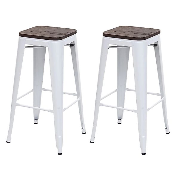 PROREGAL 2er-Set Barhocker Inkl. Holz-Sitzfläche Sitzhöhe 76cm Metall Indus günstig online kaufen