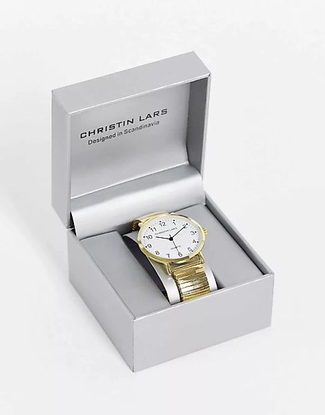 Christin Lars – Goldene Armbanduhr mit weißem Zifferblatt-Goldfarben günstig online kaufen