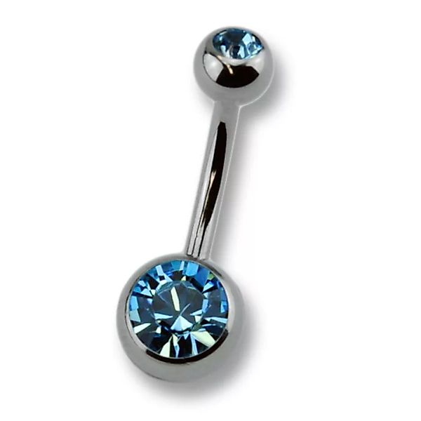 Zeeme Bauchnabelpiercing "Titan silberfarben Kristall dunkelblau" günstig online kaufen
