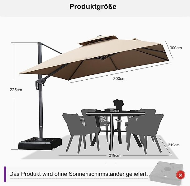 PURPLE LEAF Sonnenschirm Außenbereich Alu Doppeldach günstig online kaufen