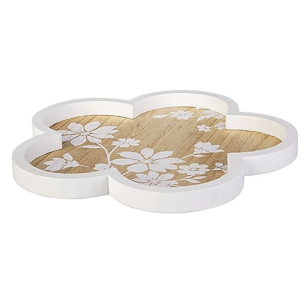 MICA Dekoteller Dekotablett in Blumenform - weiß/braun - ca. 29 x 2 x 28,5 günstig online kaufen