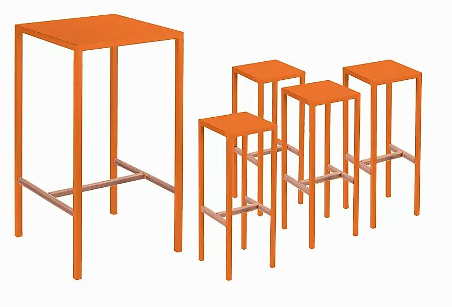 Set Bartisch mit 4 Barhockern Seaside orange günstig online kaufen