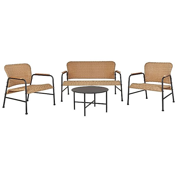 Beliani Sitzgruppe OFANTO Naturfarben Schwarz günstig online kaufen