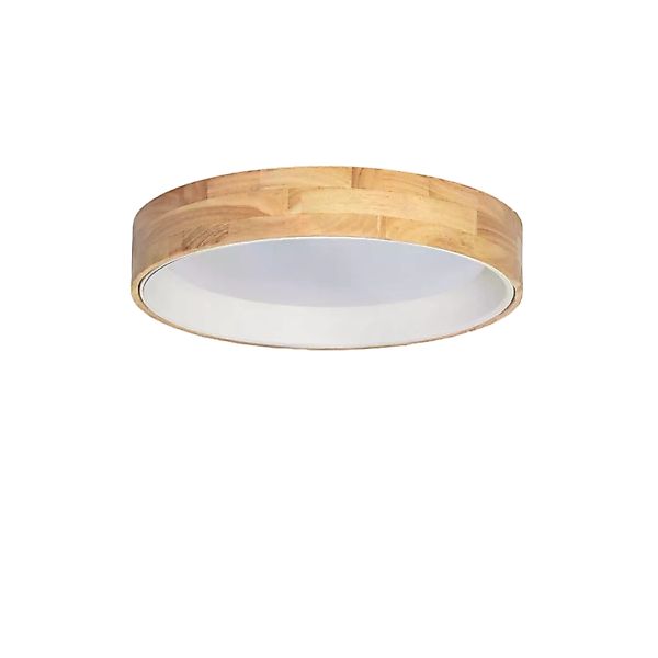 Deckenlampe LED 21W Rundschreiben 50 cm Naturholz 3 Lichtfarben Abruzzo Ver günstig online kaufen