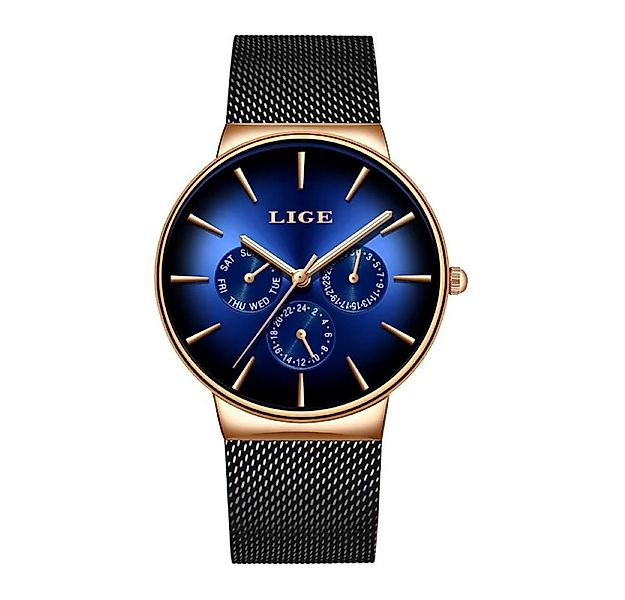 Lige Quarzuhr Lige 9936 Damenuhr Chrono Netzarmband Zifferblatt Blau L-9936 günstig online kaufen