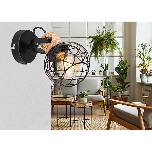 Globo Strahler Lacky 1-flammig Schwarz matt 120 x 175 mm günstig online kaufen