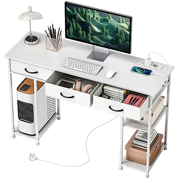 HOMCOM Computertisch mit 2 USB-Ladesteckdosen und 2 Steckdosen, Schreibtisc günstig online kaufen