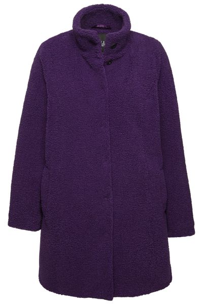 Ulla Popken Wintermantel Teddy-Mantel A-Linie Stehkragen günstig online kaufen