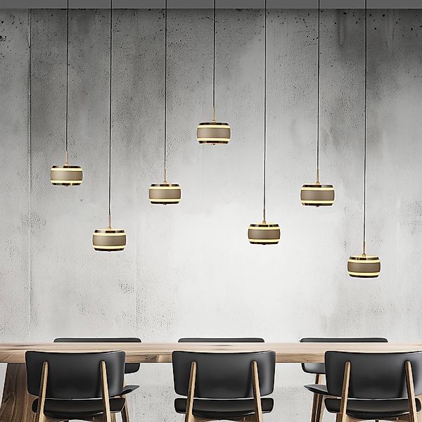 PURE LED-Hängelampe Falling Rings, bronze Länge 132 cm 7-fl. günstig online kaufen
