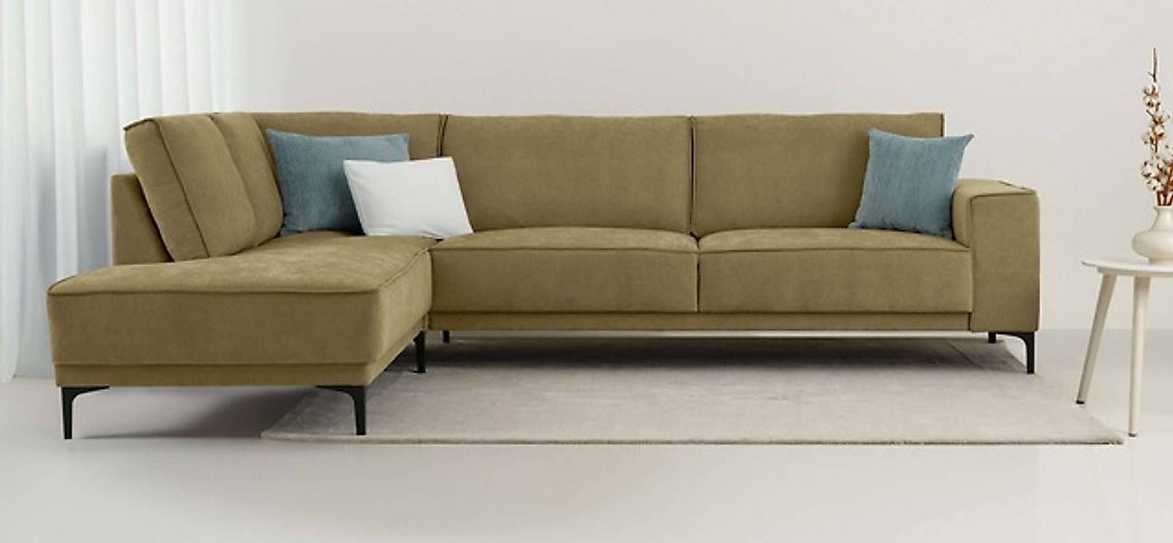 Places of Style Ecksofa »Polsterecke Oland, Struktur, Flachgewebe, Luxus-Mi günstig online kaufen