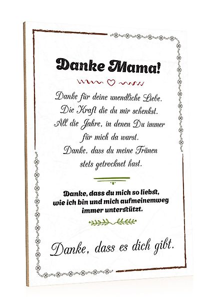GRAVURZEILE Holzbild mit Spruch - Danke, günstig online kaufen