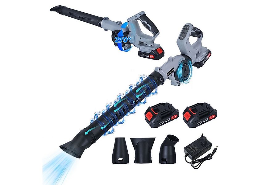 Rutaqian Akku-Laubbläser 21-V-Akku-Laubbläser mit 3-stufiger Geschwindigkei günstig online kaufen