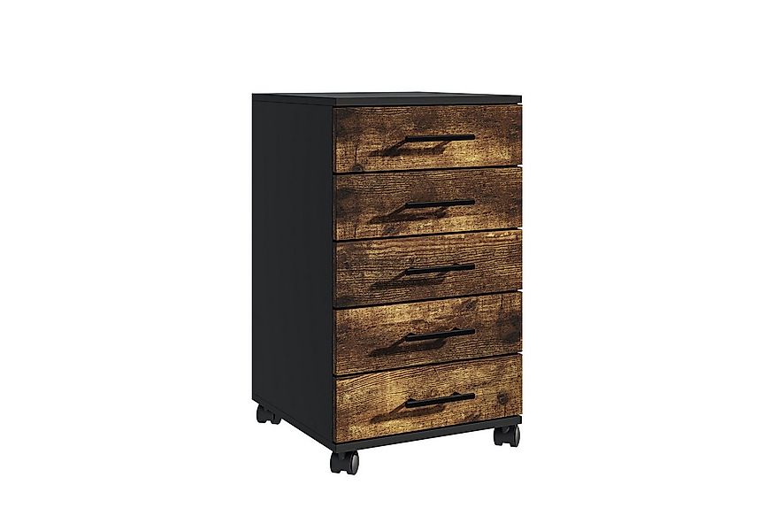 relaxdays Rollcontainer mit 5 Schublade, Industrial-Schwarz günstig online kaufen
