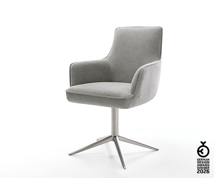 Drehstuhl Heira-Flex mit Armlehnen Strukturstoff Soft Grau Fußkreuz Edelsta günstig online kaufen