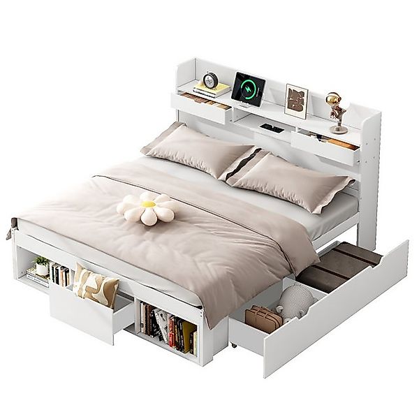 Odikalo Stauraumbett Doppelbett Jugendbett mit USB,Schublade,Stauschrank,14 günstig online kaufen