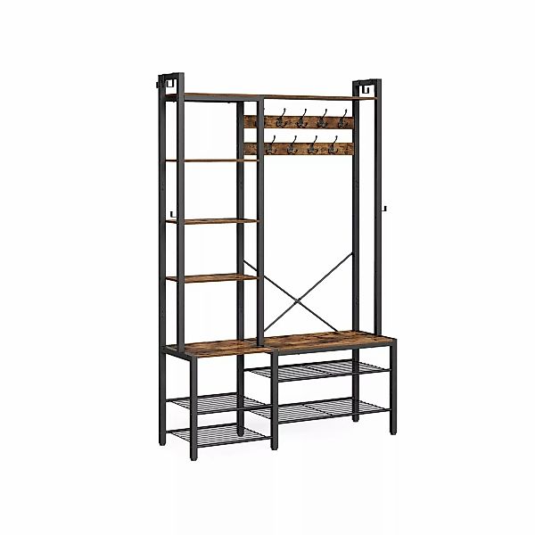 Vasagle Garderobenständer mit Stauraum 40 cm x 120 cm x 190 cm Braun-Schwar günstig online kaufen