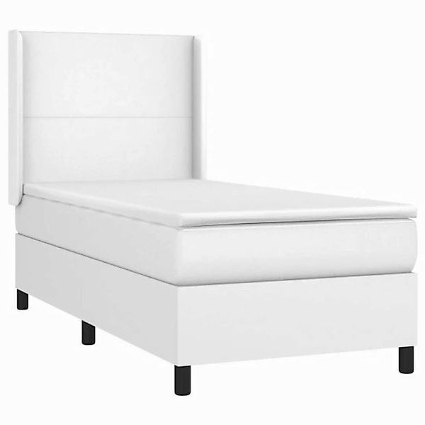 vidaXL Bett Boxspringbett mit Matratze Weiß 90x190 cm Kunstleder günstig online kaufen