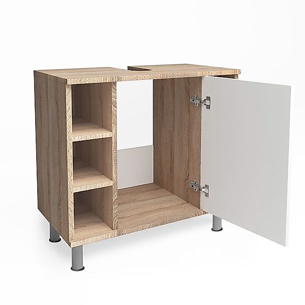 Vicco Waschbeckenunterschrank Fynn, Sonoma/Weiß, 60 x günstig online kaufen