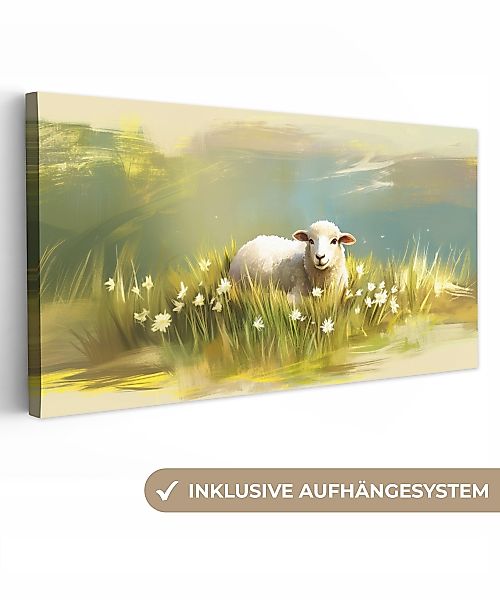 OneMillionCanvasses® Leinwandbild Panorama Schafe - Wiese günstig online kaufen