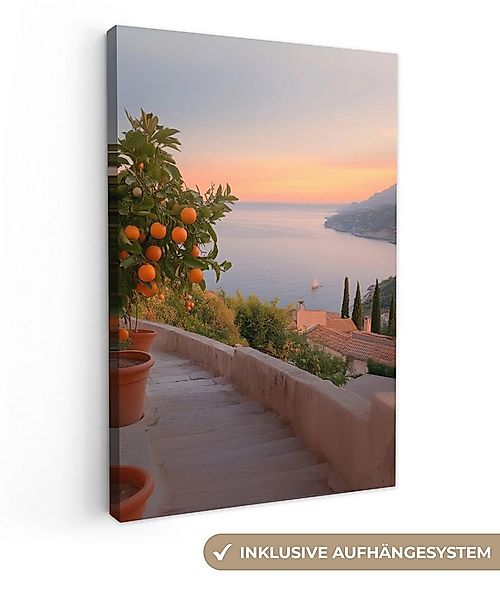 OneMillionCanvasses® Leinwandbild Mittelmeer - Orange - Hügel - Meer, Fotod günstig online kaufen