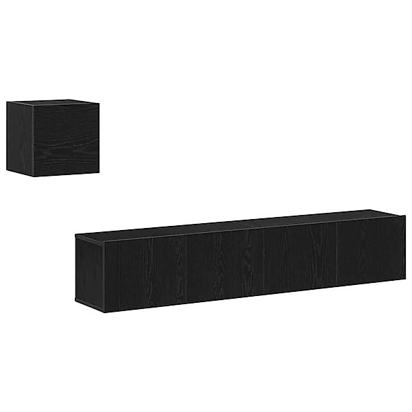 vidaXL TV-Schrank-Set 4-Tlg Schwarz Eichen-Optik 80 x 30 x 30 cm 3393178 günstig online kaufen