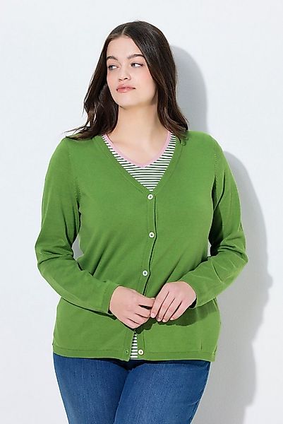 Ulla Popken Strickjacke Twinset-Strickjacke V-Ausschnitt Langarm günstig online kaufen